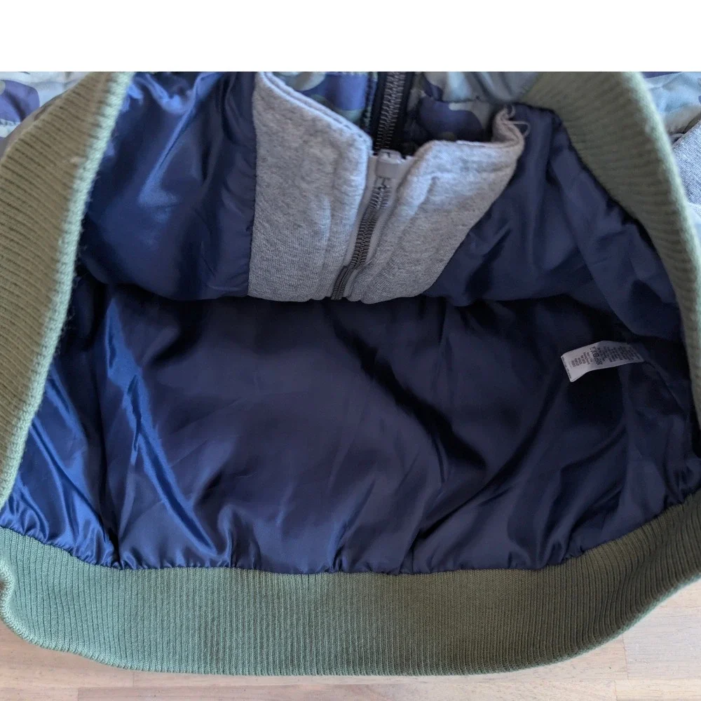 Andy‎ & Evan Kids Camo Puffer Hybrid Hoodie Jacket Green Blue Grey Size 16 NWT